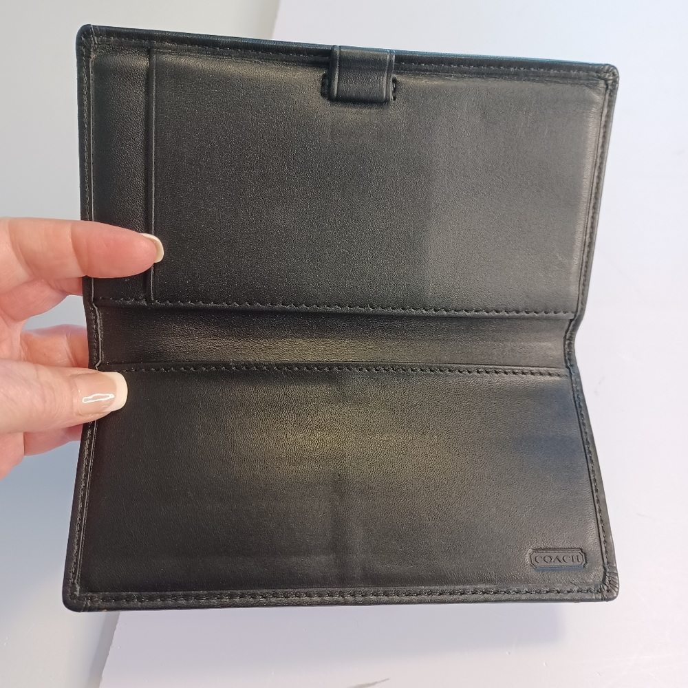 Coach Signature Soho Leather And Logo Pleated Wallet … - Gem
